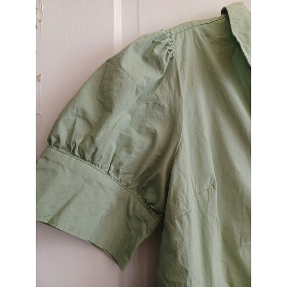 Crown & Ivy green tiered midi dress XL cotton stretch puff sleeves boho cottage - Picture 5 of 12